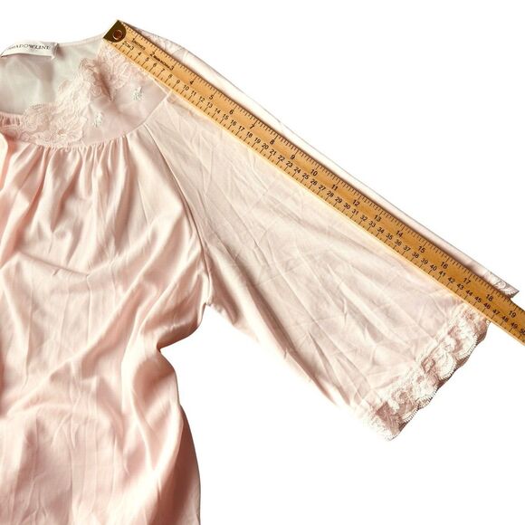 Shadowline Robe Womens M Vintage Nylon Floral Lace Pink 3/4 Sleeve Lightweight - Picture 15 of 15